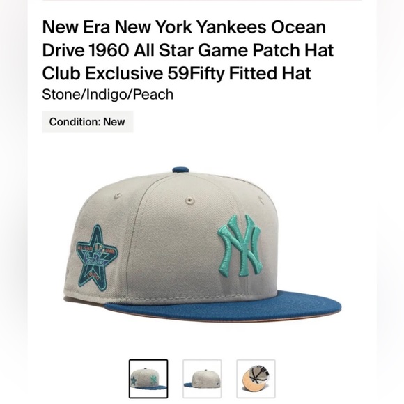 New Era New York Yankees Ocean Drive 25th Anniversary Patch Hat Club 7 1/4 new - Picture 1 of 1